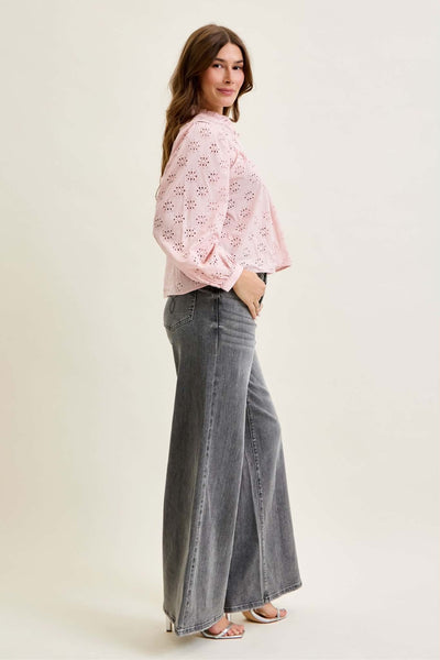 Judy Blue Mid Rise Palazzo Split Back Yoke 881134