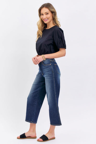 Judy Blue Mid-Rise Tummy Control Crop Wide 88876