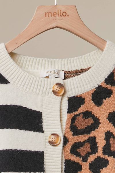 Bold Stripe and Leopard Cardigan 5109