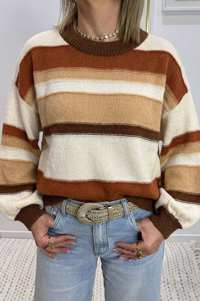 Striped Crew Neck Sweater 9034