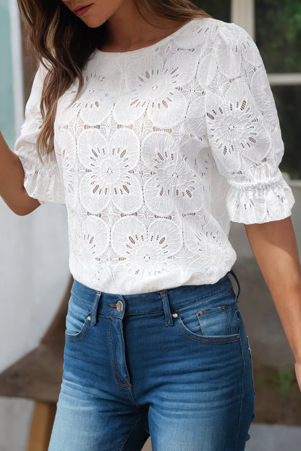 Flower Eyelet Top 101