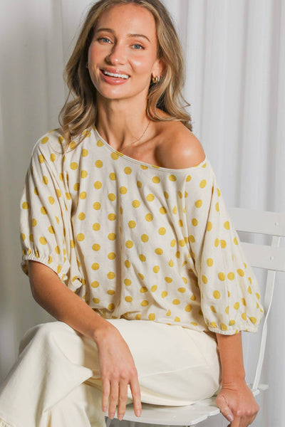 Polka Dot Printed Chic & Flowy Blouse Top 3084