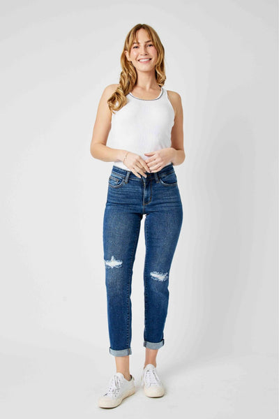 Judy Blue Mid Rise Destroy Slim 82607