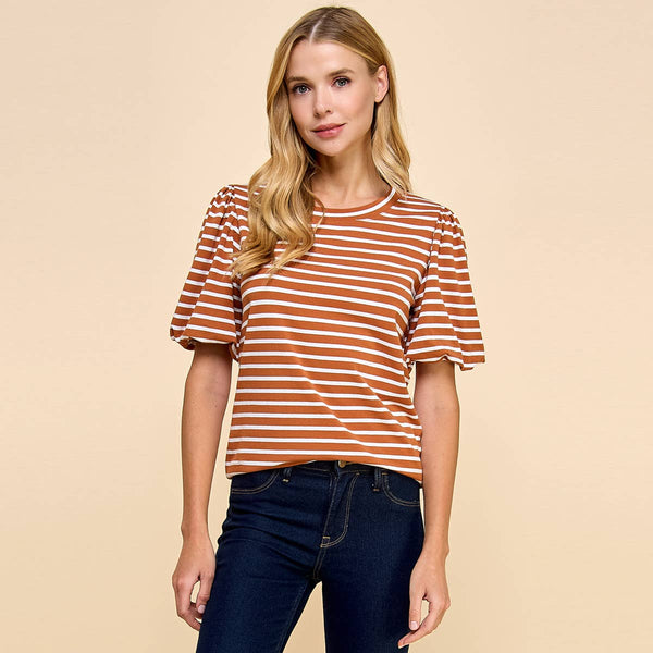 Striped Top with Puffed Sleeves 1704