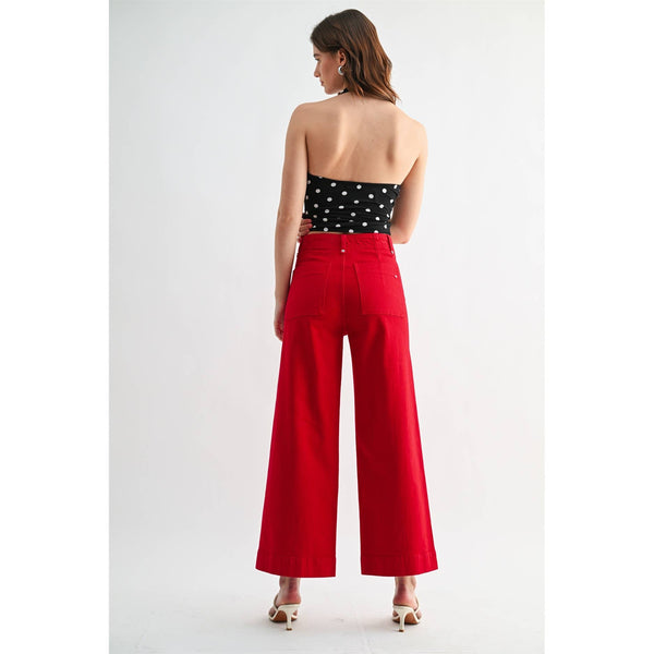 Red High Wide Leg Ankle 3777
