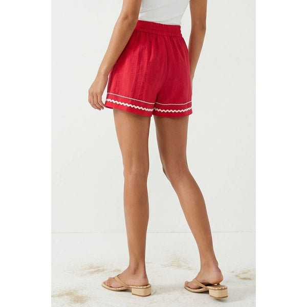 Contrast Trim Linen Shorts 9033