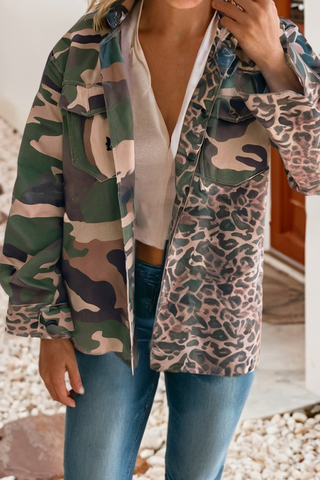 Leopard Camo Patchwork Oversize Shacket 932