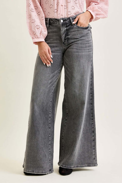 Judy Blue Mid Rise Palazzo Split Back Yoke 881134