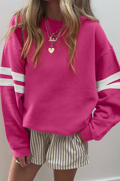 Varsity Striped Detail Drop Shoulder Sweatshirt 578