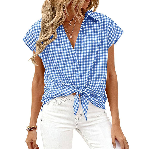 Gingham Button Down Blouse 5051