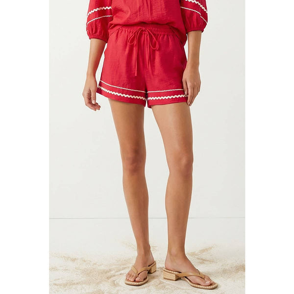 Contrast Trim Linen Shorts 9033