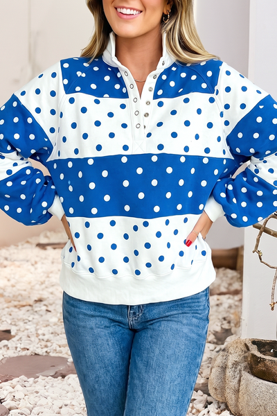 Contrast Colorblock Polka Dot Sweatshirt 2080