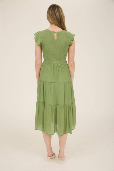 Smocked Tiered Midi Dress 2029